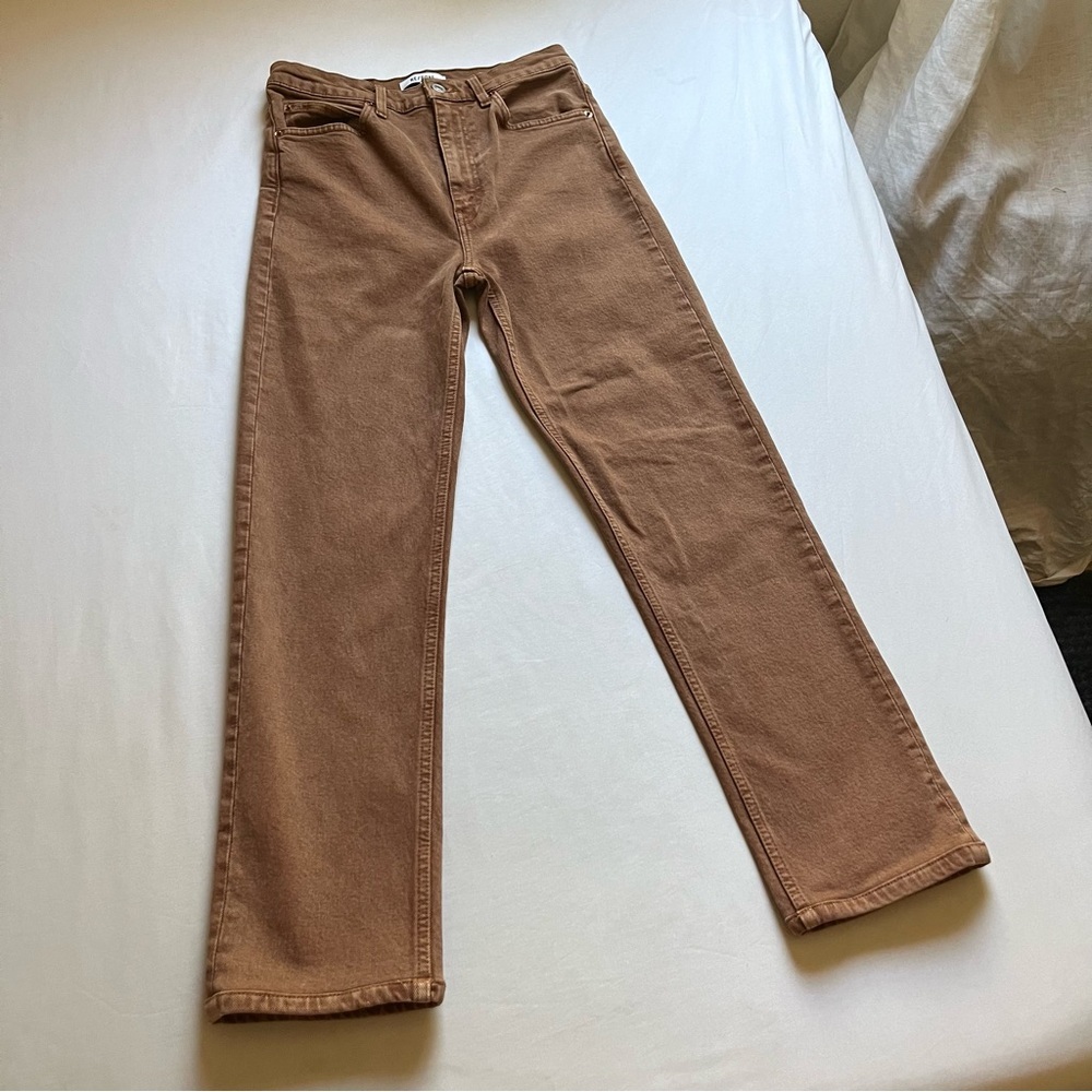RE/DONE brown denim cotton elastane straight skinny leg cropped‎ jeans